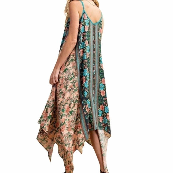 NWT Kori Flower Mixed Dress Handkerchief Hem med - Picture 3 of 13